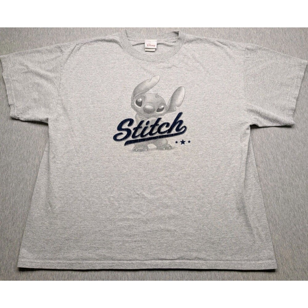 Disney Store Stitch Tee T Shirt Mens XXL Gray Crew Neck Short Sleeve Cotton